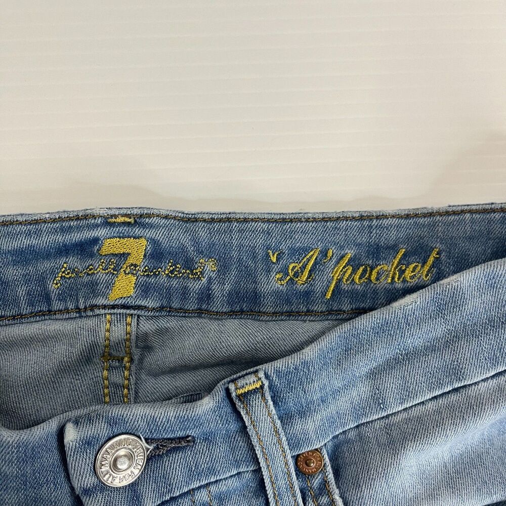 7 For All Mankind Womens Light Wash A Pocket Flare Leg Trouser Jeans Denim Sz 28 - Picture 3 of 10
